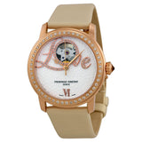 Frederique Constant Heart Beat Vanilla Dial White Satin Ladies Watch 310LHB2PD4#FC-310LHB2PD4 - Watches of America