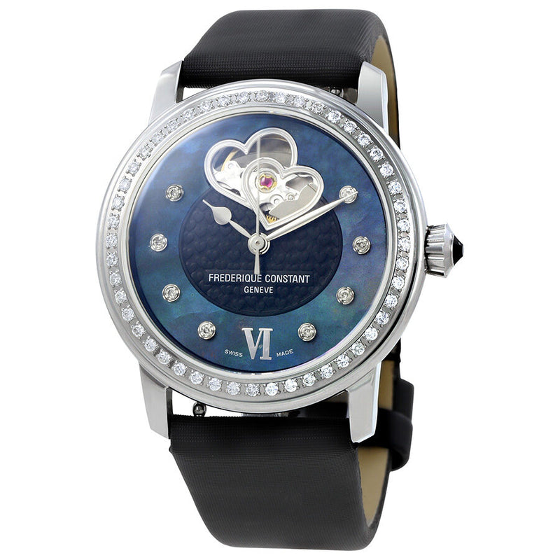 Frederique Constant Heartbeat Automatic Diamond Black Dial Ladies Watch #FC-310BDHB2PD6 - Watches of America