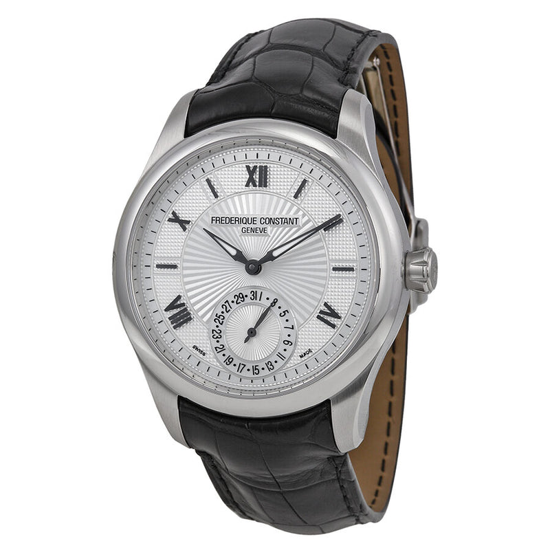 Frederique Constant Maxi Manufacture Silver Guilloche Leather Men's Watch #FC-700MS5M6 - Watches of America