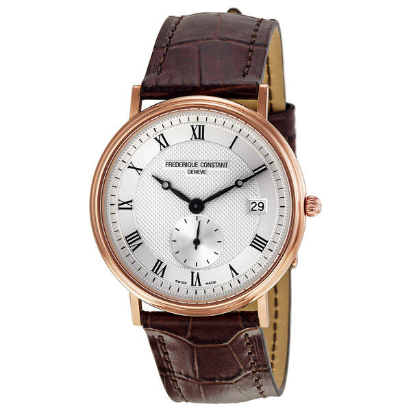 Frederique Constant Slim Line Rose Gold Brown Leather Men's Watch #FC-245M4S9 - Watches of America