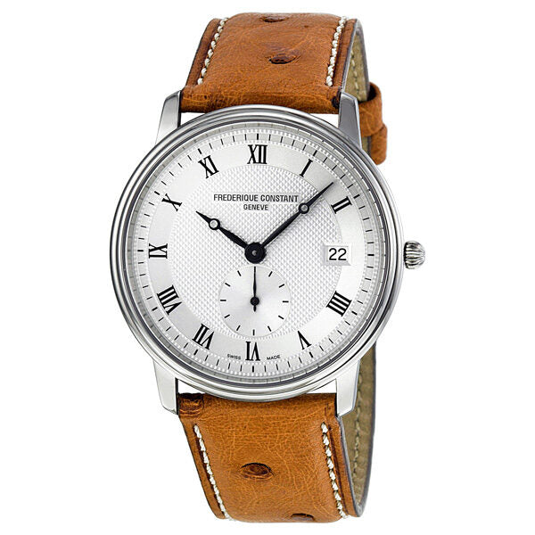 Frederique Constant Slim Line White Dial Brown Leather Strap Men's Watch #FC-245M4S6OS - Watches of America