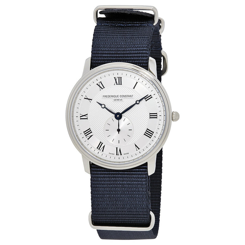 Frederique Constant Slimline Canvas Silver Dial Unisex Watch #FC-235M4S6-NAVY - Watches of America