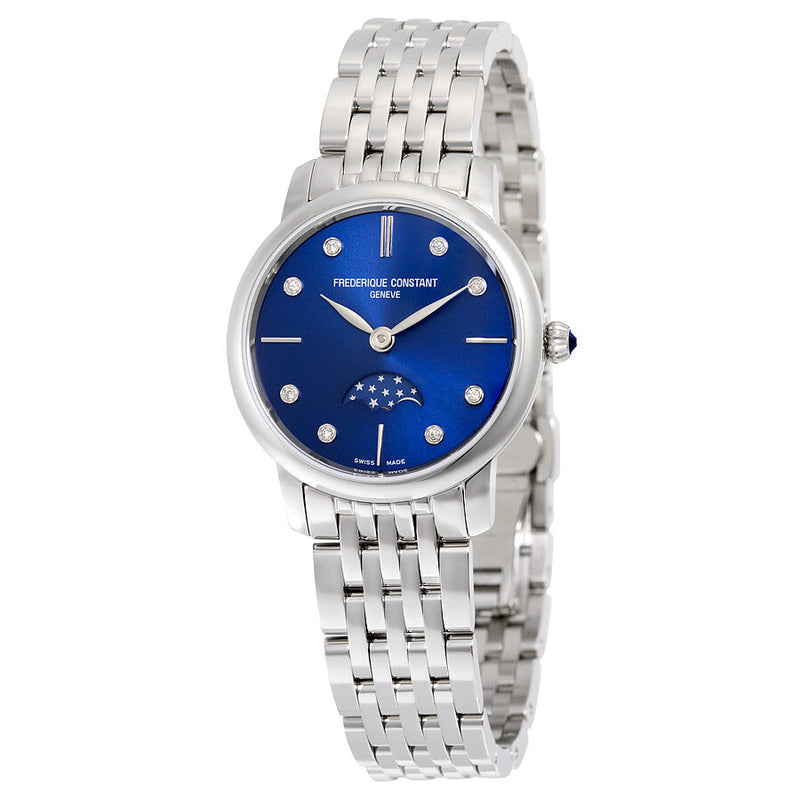 Frederique Constant Slimline Moonphase Blue Dial Ladies Watch #FC-206ND1S26B - Watches of America