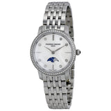 Frederique Constant Slimline Moonphase Mother of Pearl Diamond Dial Ladies Watch #FC-206MPWD1SD6B - Watches of America
