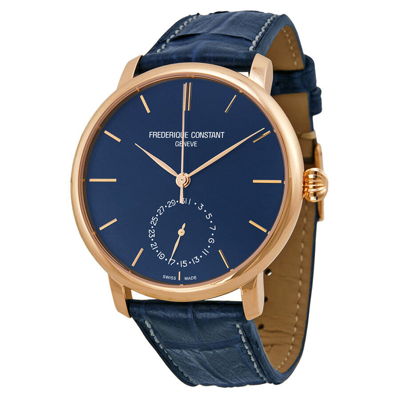 Frederique Constant Slimline Navy Dial Navy Leather Men's Watch #FC-710N4S4 - Watches of America
