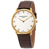 Frederique Constant Slimline White Dial Brown Leather Men's Watch #FC-200RS5S35 - Watches of America