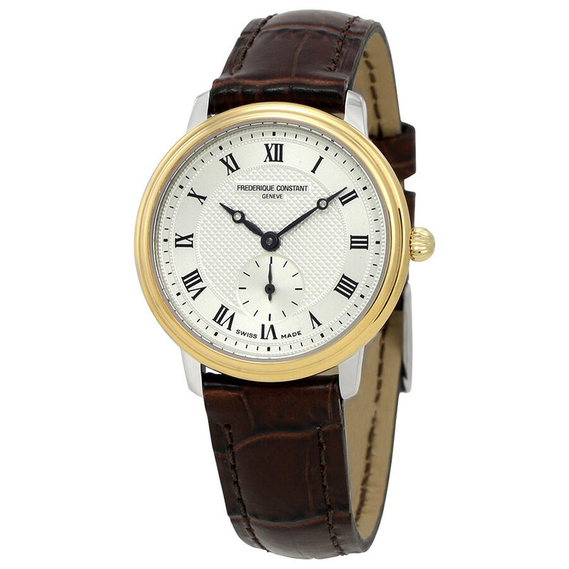 Frederique Constant White Dial Brown Leather Ladies Watch #FC-235M1SZ7 - Watches of America
