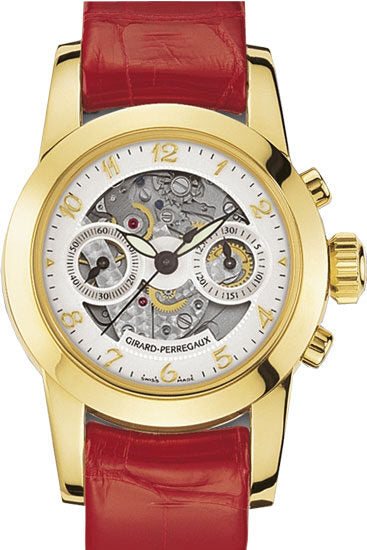 Girard Perragaux Collection Lady 18kt Yellow Gold Brown Leather Ladies Watch #80450.0.51.1171 - Watches of America