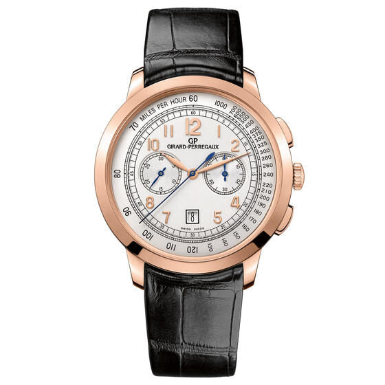 Girard Perregaux 1966 Silver Dial Chronograph 18K Rose Gold Automatic Men's Watch #49542-52-151-BK6A - Watches of America