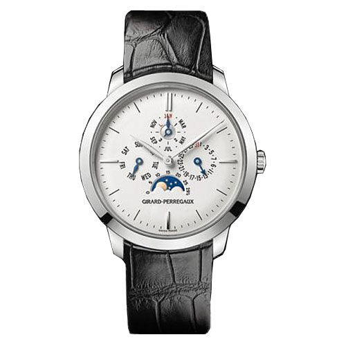 Girard Perregaux 1966 Silver Dial Moon Phase 18K White Gold Automatic Men's Watch #90535-53-131-BK6A - Watches of America