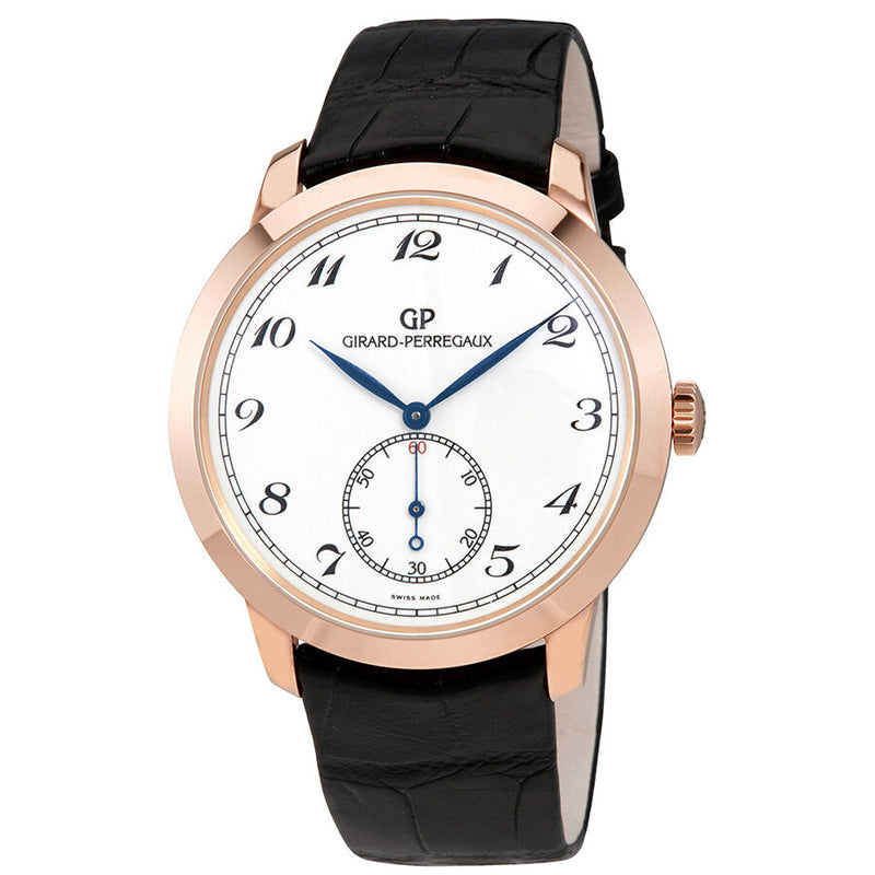 Girard Perregaux GP 1966 White Dial 18kt Pink Gold Black Leather Men's Watch #49534-52-711-BK6A - Watches of America
