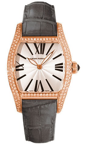 Girard Perregaux Richeville Silver Dial 18K Pink Gold Diamond Ladies Watch #02656D0Q52-143 - Watches of America