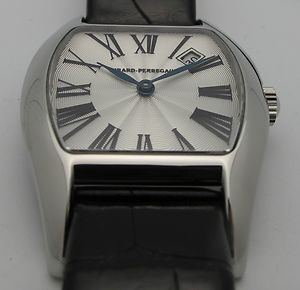 Girard Perregaux Richeville Silver Dial Steel Black Leather Ladies Watch #26550-0-11-143 - Watches of America