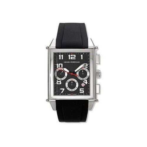Girard Perregaux Vintage 1945  Chronograph Automatic Black Dia Black Rubber Men's Watch #25840-11-611-FK6A - Watches of America