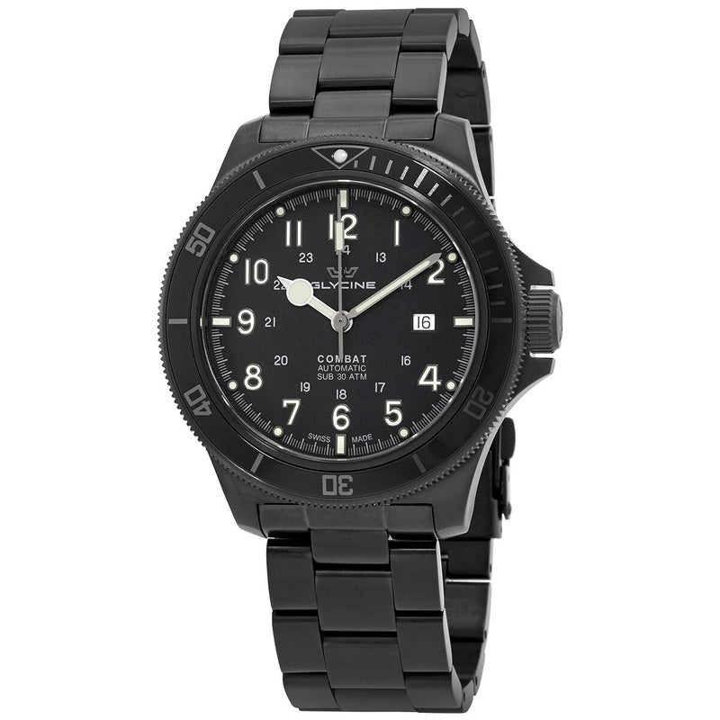 Glycine Combat Automatic Black Dial Black PVD Men s Watch GL0256