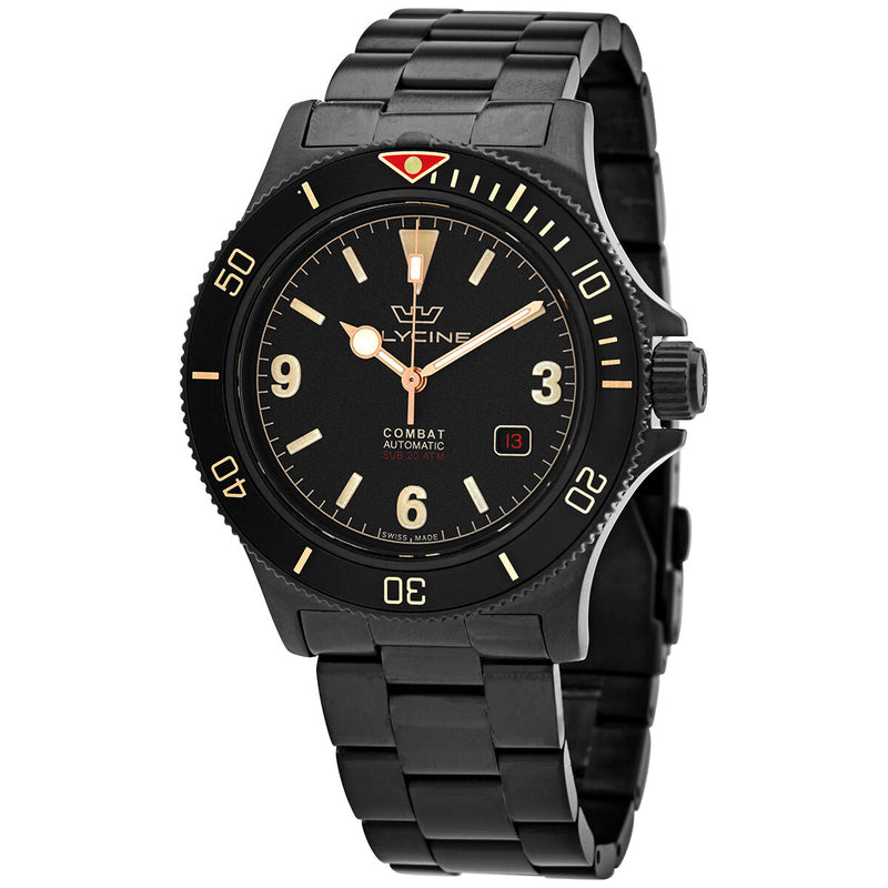 Glycine Combat Automatic Black Dial Men's Watch #GL0290 - Watches of America