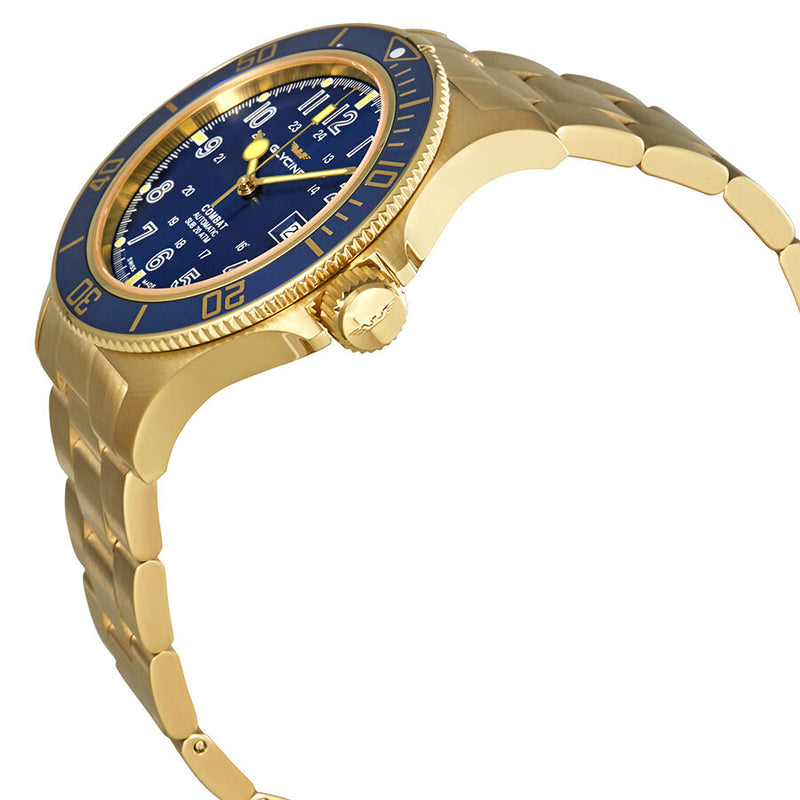 Glycine Combat Sub Automatic Blue Dial Yellow Gold tone Men s