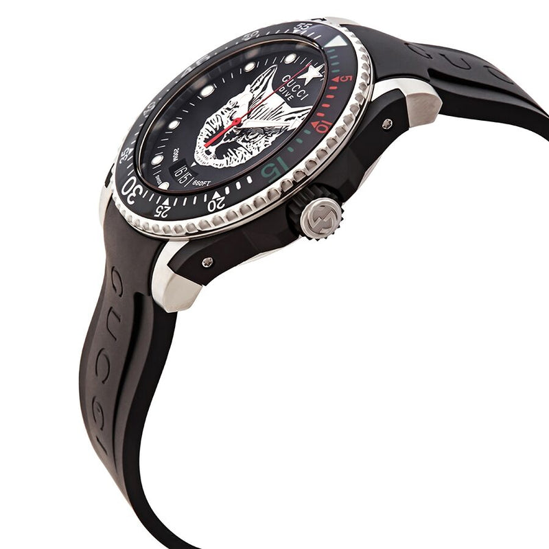 Gucci Dive Quartz Black Dial Black Rubber 40 mm Watch #YA136320 - Watches of America #2