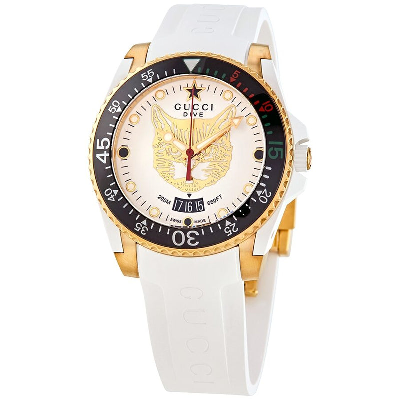 Gucci Dive Quartz White Dial Ladies Watch #YA136322 - Watches of America