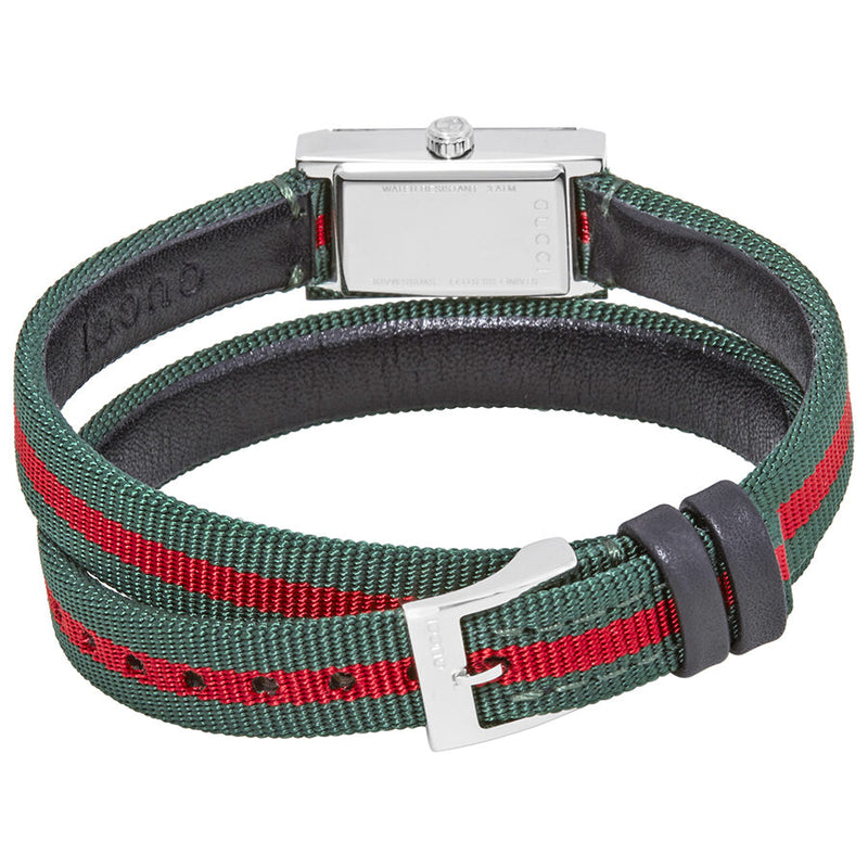 Gucci G-Frame Green & Red Dial Double Loop Nylon Ladies Watch #YA147503 - Watches of America #3