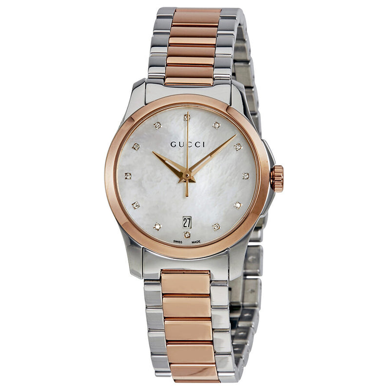 Gucci G-Timeless Diamond Mother of Pearl Dial Ladies Watch #YA126544 - Watches of America