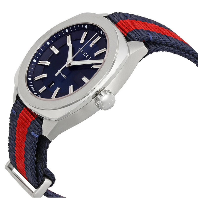 Gucci GG2570 Blue Dial Blue and Red Nylon Men's Watch #YA142304 - Watches of America #2