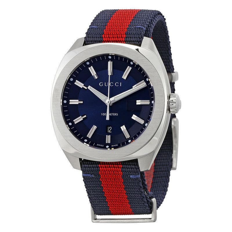 Gucci GG2570 Blue Dial Blue and Red Nylon Men's Watch #YA142304 - Watches of America