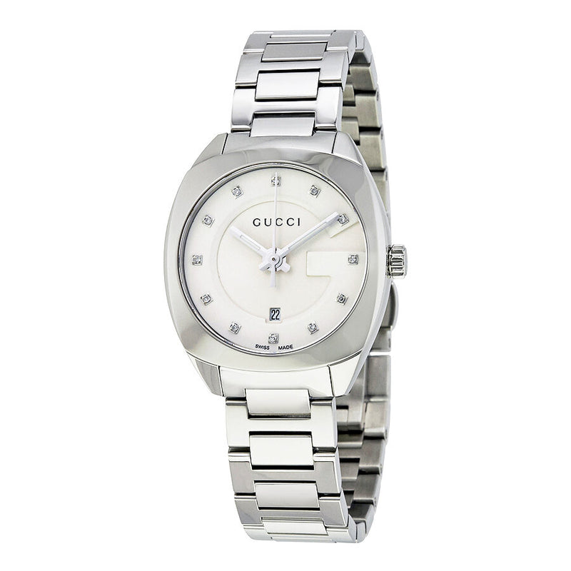 Gucci GG2570 White Dial Diamond Ladies Watch #YA142504 - Watches of America