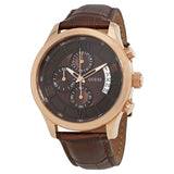 Guess Bronze Dial Men's Chronograph Leather Watch W14052G2 - Watches of America