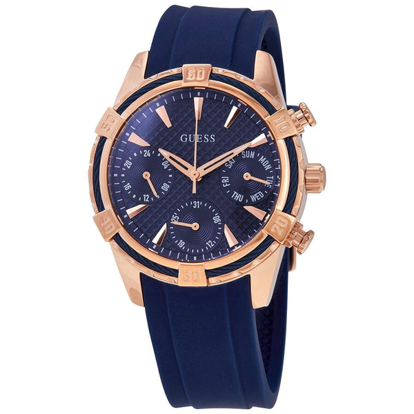 Guess Catalina Quartz Blue Dial Blue Silicone Ladies Watch W0562L3 - Watches of America