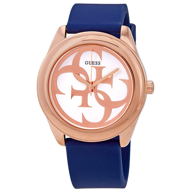 Guess G-Twist Silver Dial Blue Silicone Ladies Watch W0911L6 - Watches of America