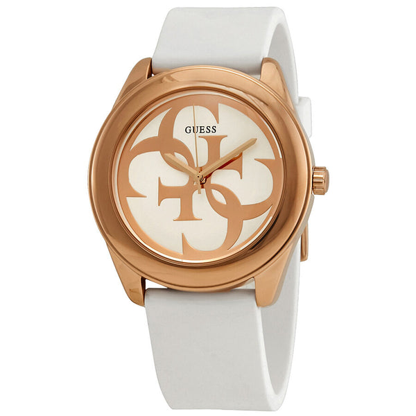 Guess G-Twist Silver Dial White Silicone Ladies Watch W0911L5 - Watches of America