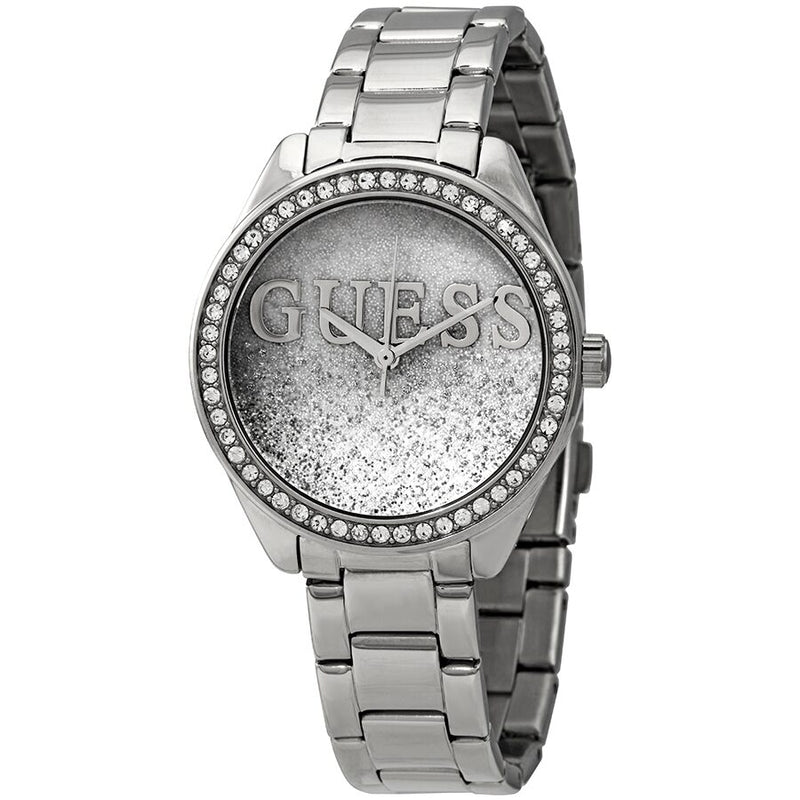 Guess Glitter Girl Silver Dial Stainless Steel Ladies Watch W0987L1 - Watches of America