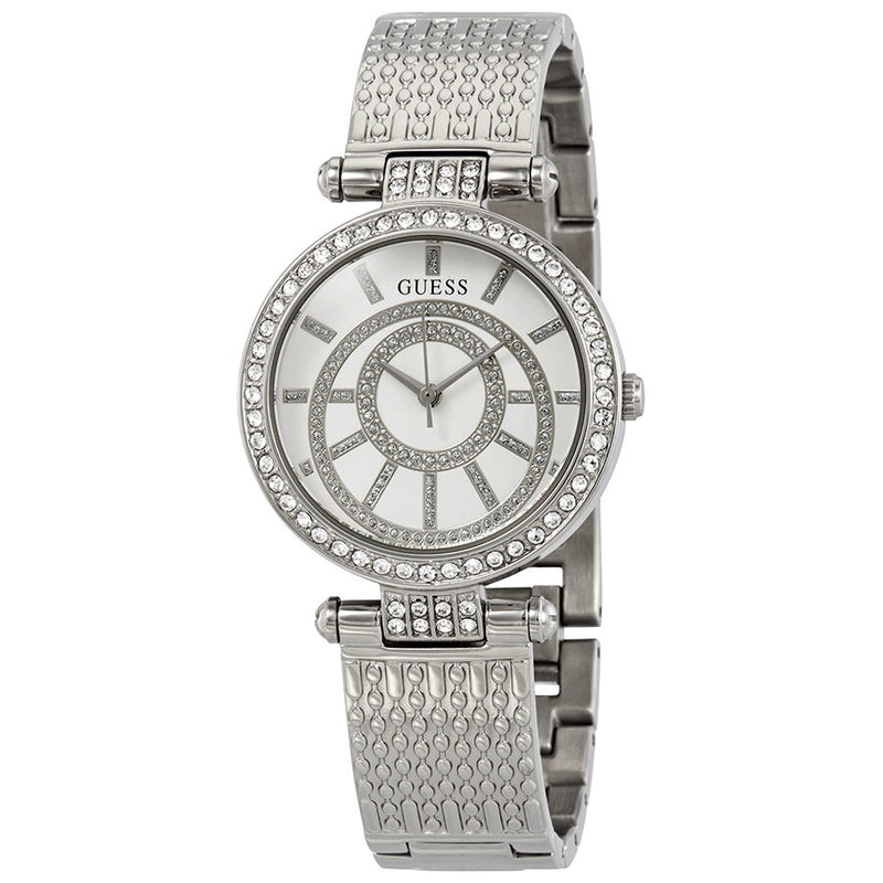 Guess Muse Crystal Silver Dial Ladies Watch W1008L1 - Watches of America