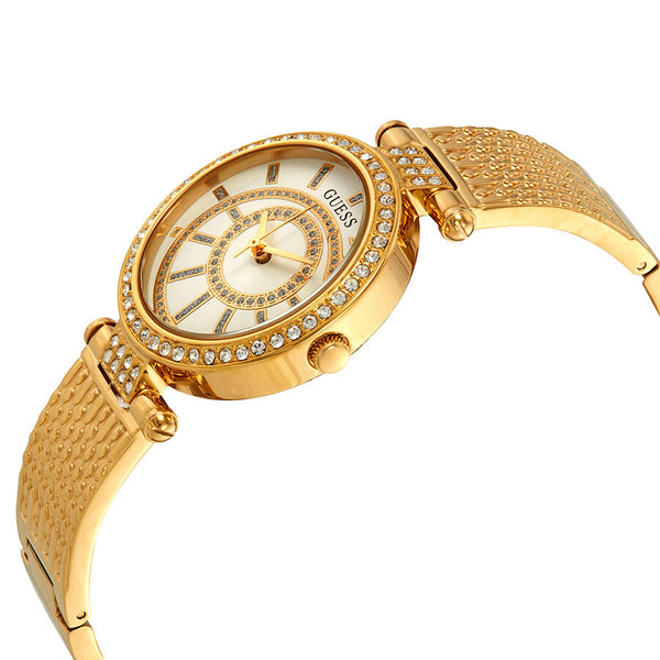 Guess Muse Crystal Silver Dial Ladies Gold-tone Watch W1008L2 - Watches of America #2