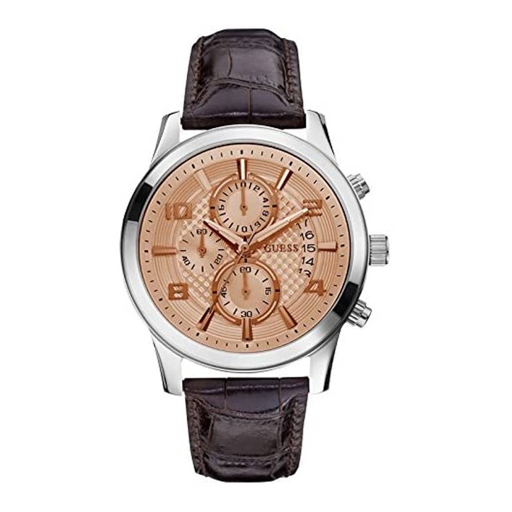 Guess Mens Quartz Watch Chronograph Display and Leather Strap W0076G3 ...