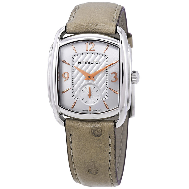 Hamilton Bagley Silver Dial Beige Ostrich Leather Ladies Watch #H12451855 - Watches of America