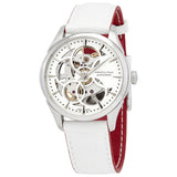 Hamilton JazzMaster White Skeletal Dial White Leather Ladies Watch #H32405811 - Watches of America