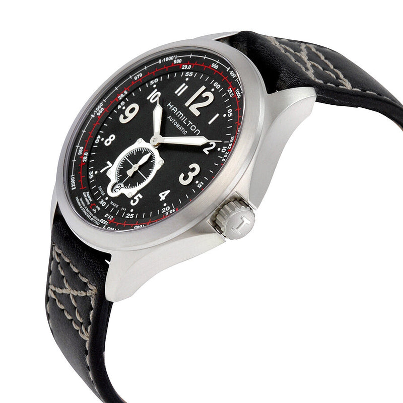 Hamilton Khaki Aviation Automatic Black Dial Black Leather Men's Watch #H76655733 - Watches of America #2