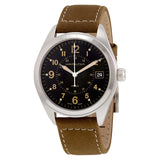 Hamilton Khaki Black Dial Tan Suede Men's Watch #H68551833 - Watches of America