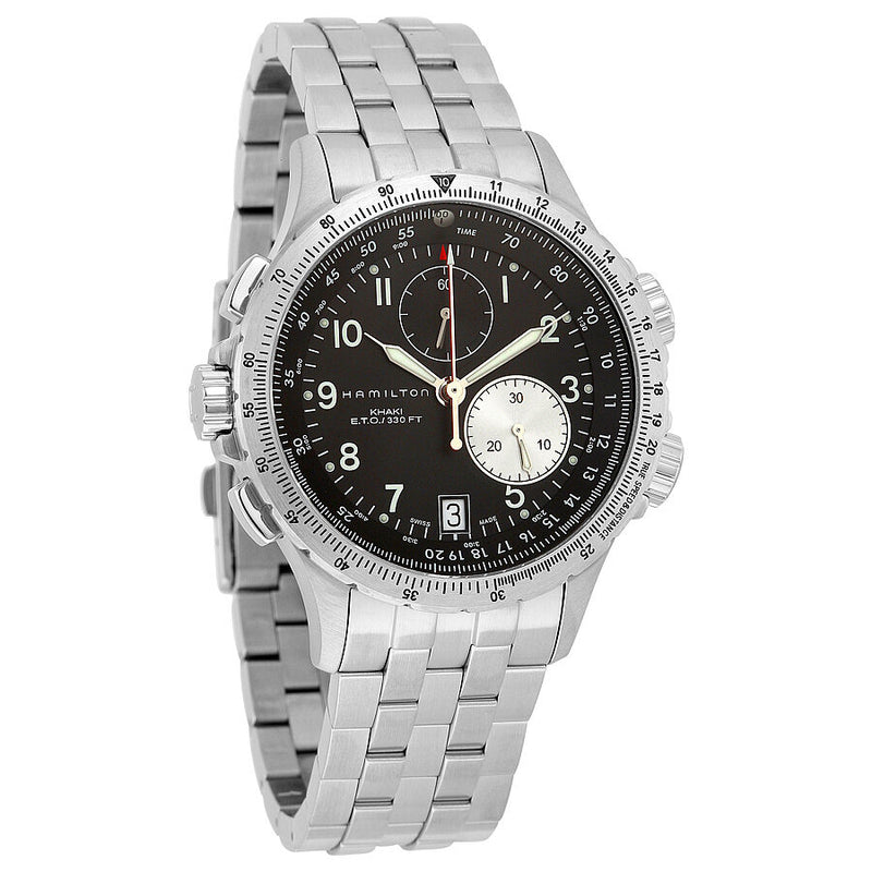 Hamilton Khaki ETO Black Dial Stainless Steel Men's Watch #H77612133 - Watches of America