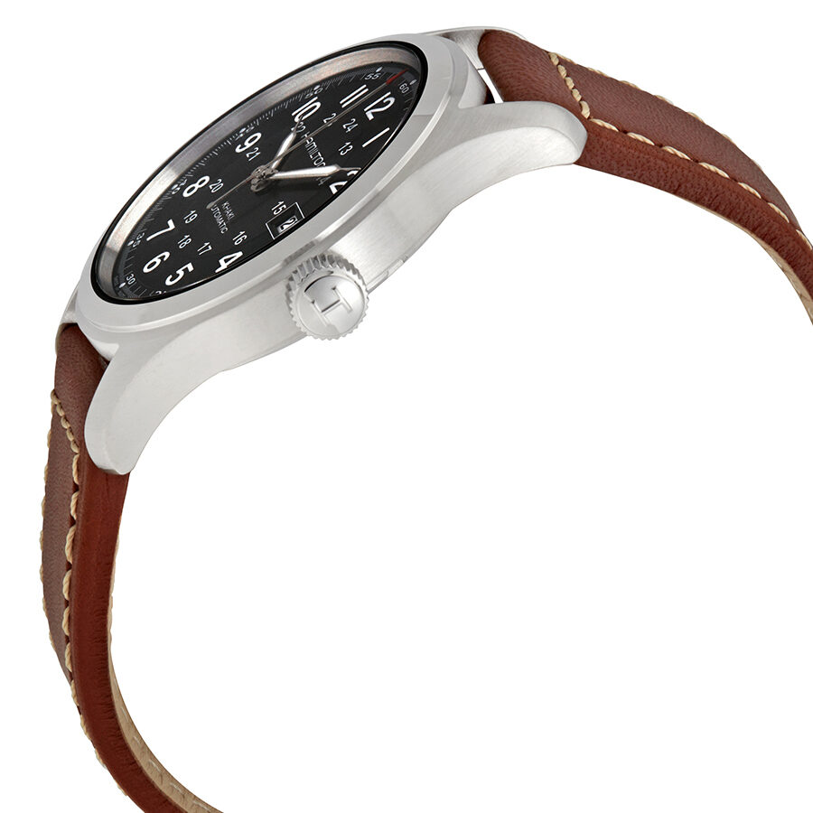 hamilton khaki field automatic black dial men's watch h70555533