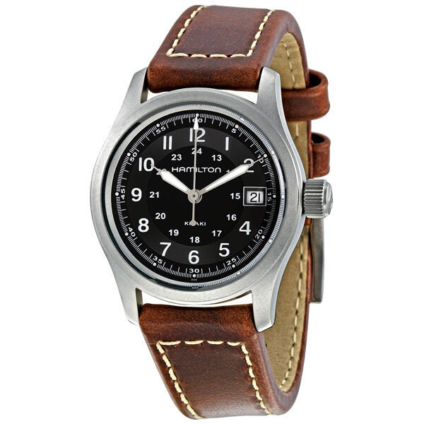 Hamilton Khaki Field Black Dial Brown Leather Men's Watch #H68311533 - Watches of America