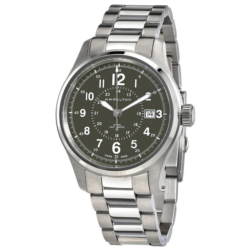 Hamilton Khaki Field Green Dial Stainless Steel Men's Watch #H70595163 - Watches of America