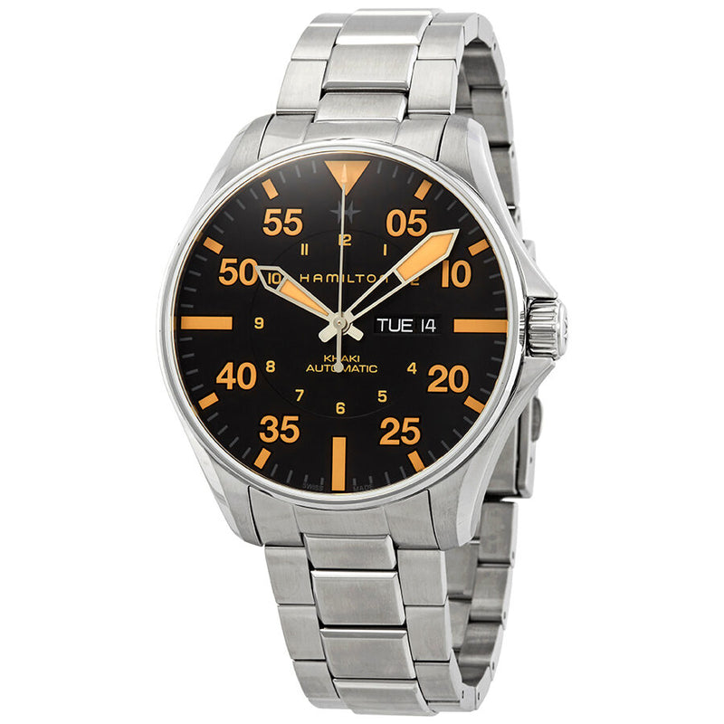 Hamilton Khaki Pilot Black Dial Automatic Men's Stainless Steel Watch #H64725131 - Watches of America