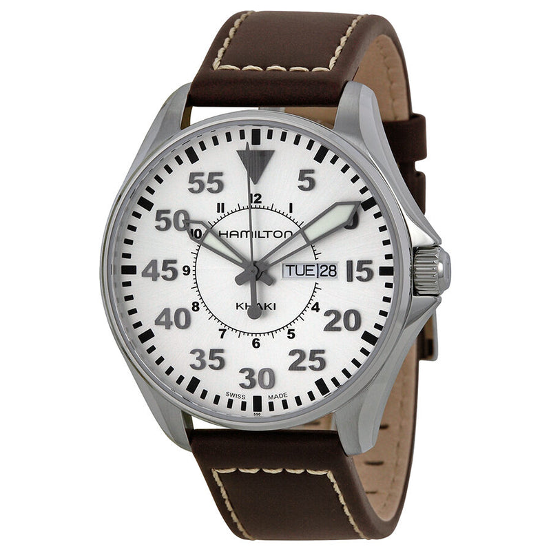 Hamilton Khaki Pilot Brown Leather Men's Watch #H64611555 - Watches of America