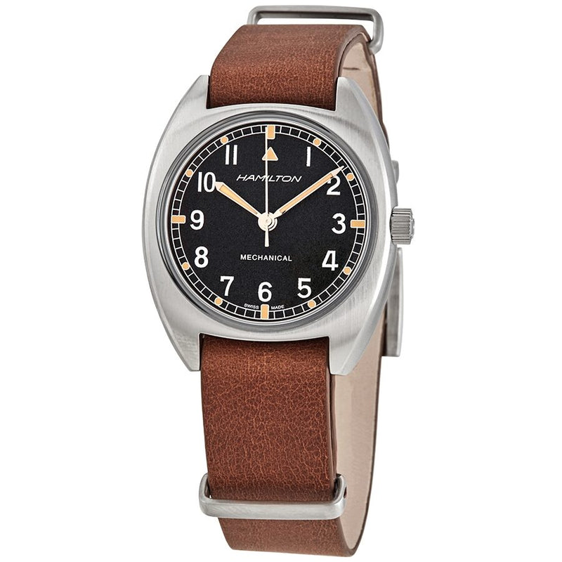 Hamilton Khaki Pilot Pioneer Hand Wind Black Dial Men's Watch #H76419531 - Watches of America