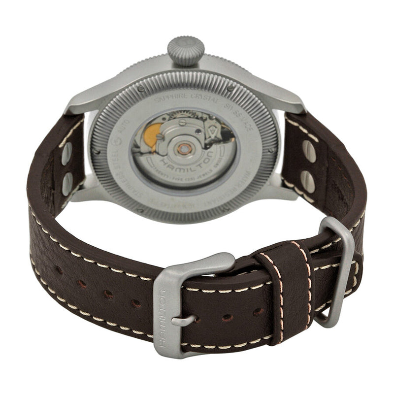 Hamilton Khaki Pioneer Black Dial Leather Men's Watch #H60515533 - Watches of America #3