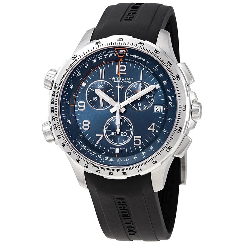 Hamilton Khaki X-Wind Chronograph Quartz Blue Dial Men's Watch #H77922341 - Watches of America
