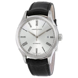 Hamilton Valiant Silver Dial Black Leather Men's Watch #H39515754 - Watches of America